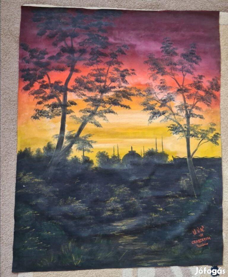 Napfelkelte erdélyi festő műve, olajfestémény vászonra