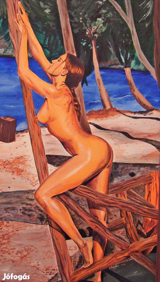 Napozó lány Akril festmény -Angyalos László -42X71