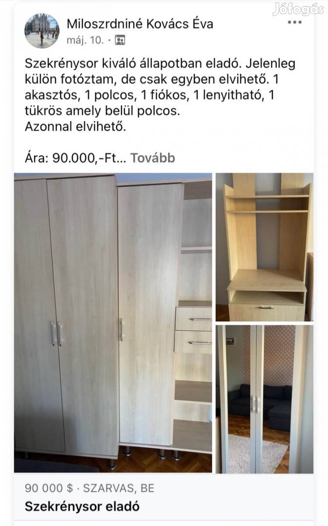 Nappali szekrénysor eladó