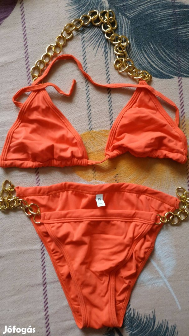 Narancs színű láncos bikini M méretű