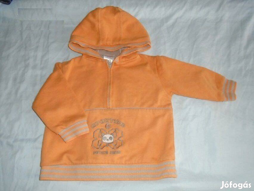Narancssárga és kapucnis pulóver 12-18 hó (méret 80 / 86)