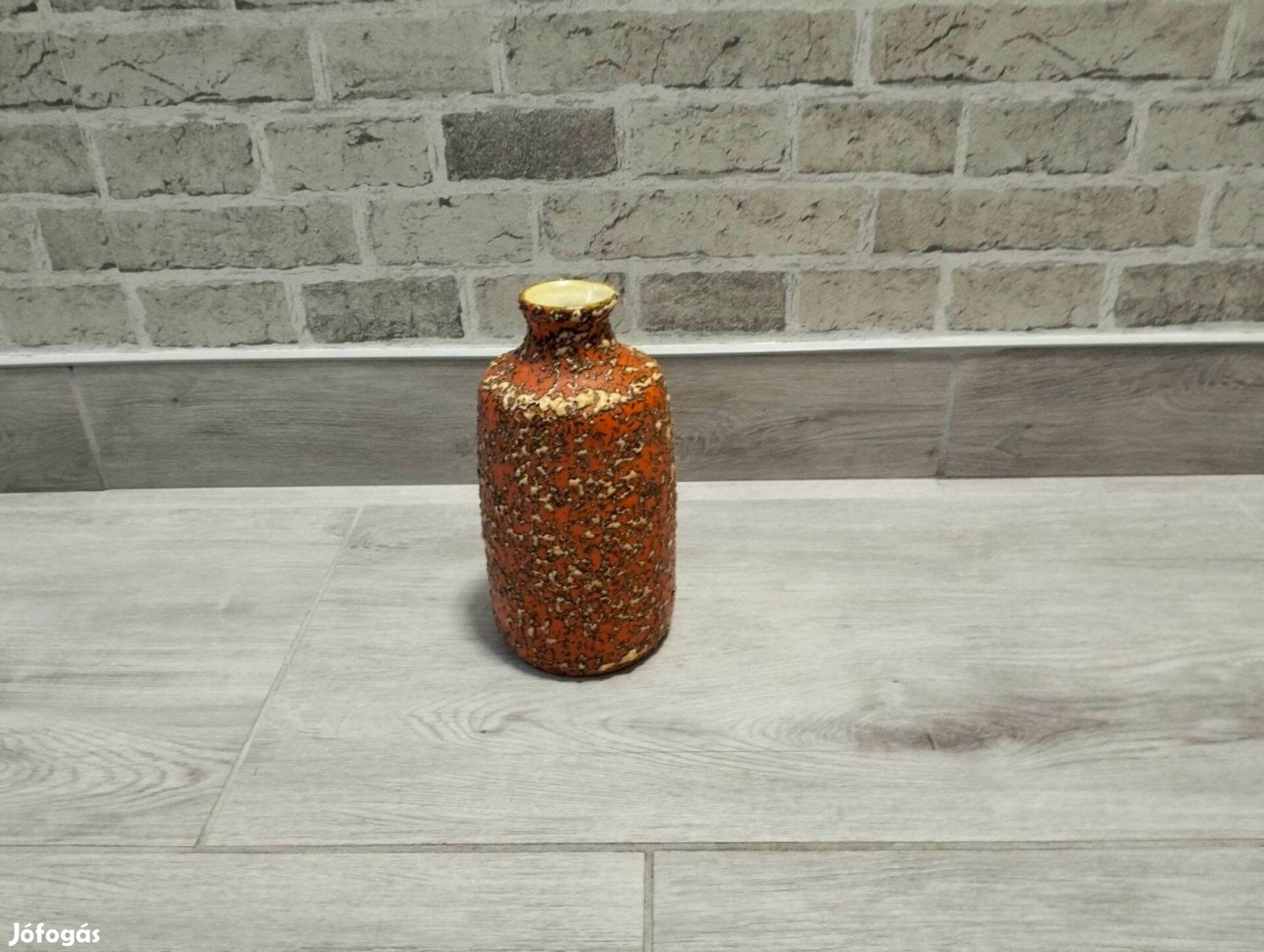 Narancssárga okker iparművészeti kerámia váza 29.5 cm (IF594)
