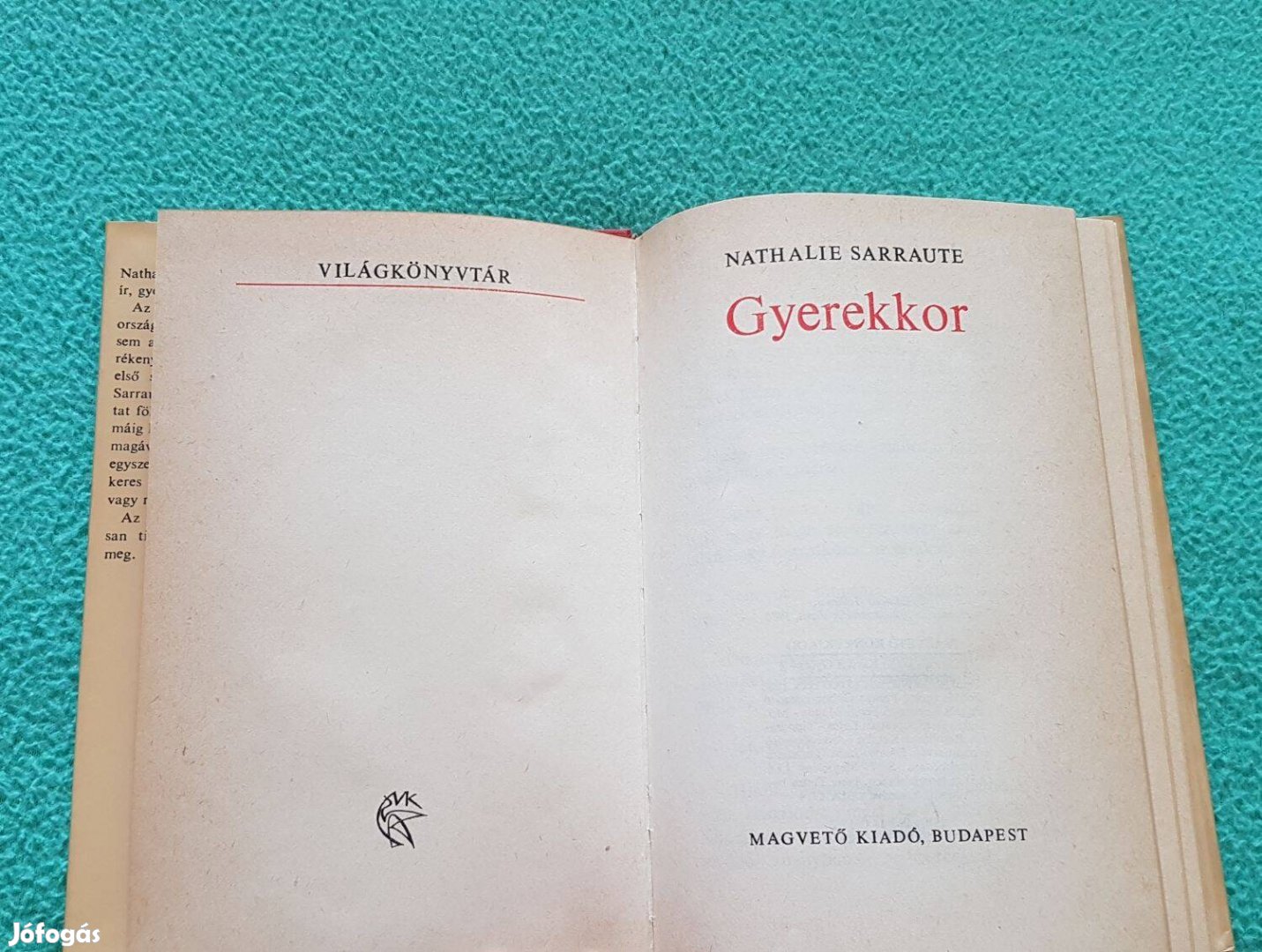 Nathalie Sarraute: Gyerekkor könyv (Magvető Kiadó)