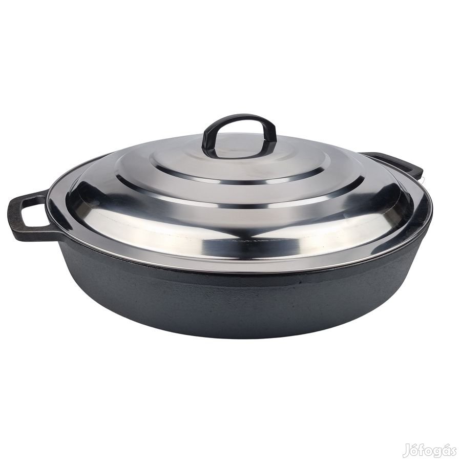 Natúr öntöttvas szeletsütő fedővel 50cm