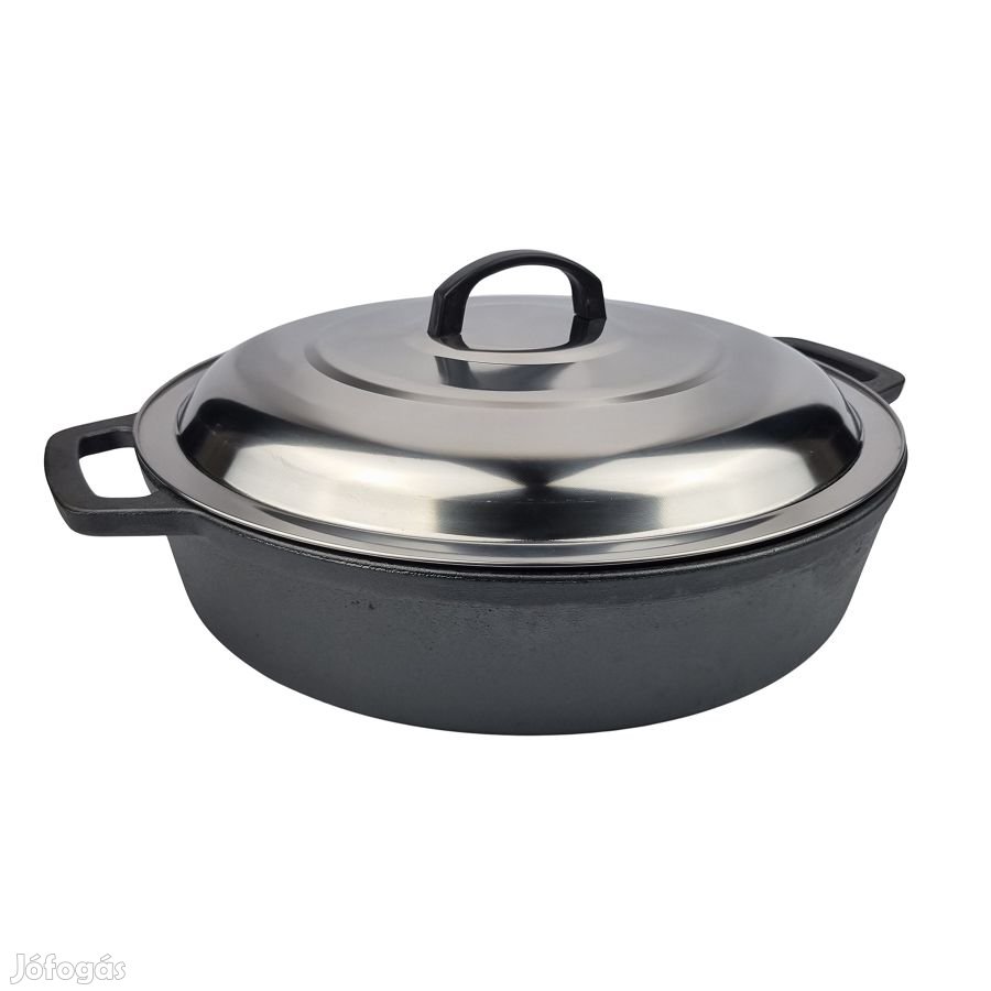 Natúr öntöttvas szeletsütő rozsdamentes fedővel 40cm