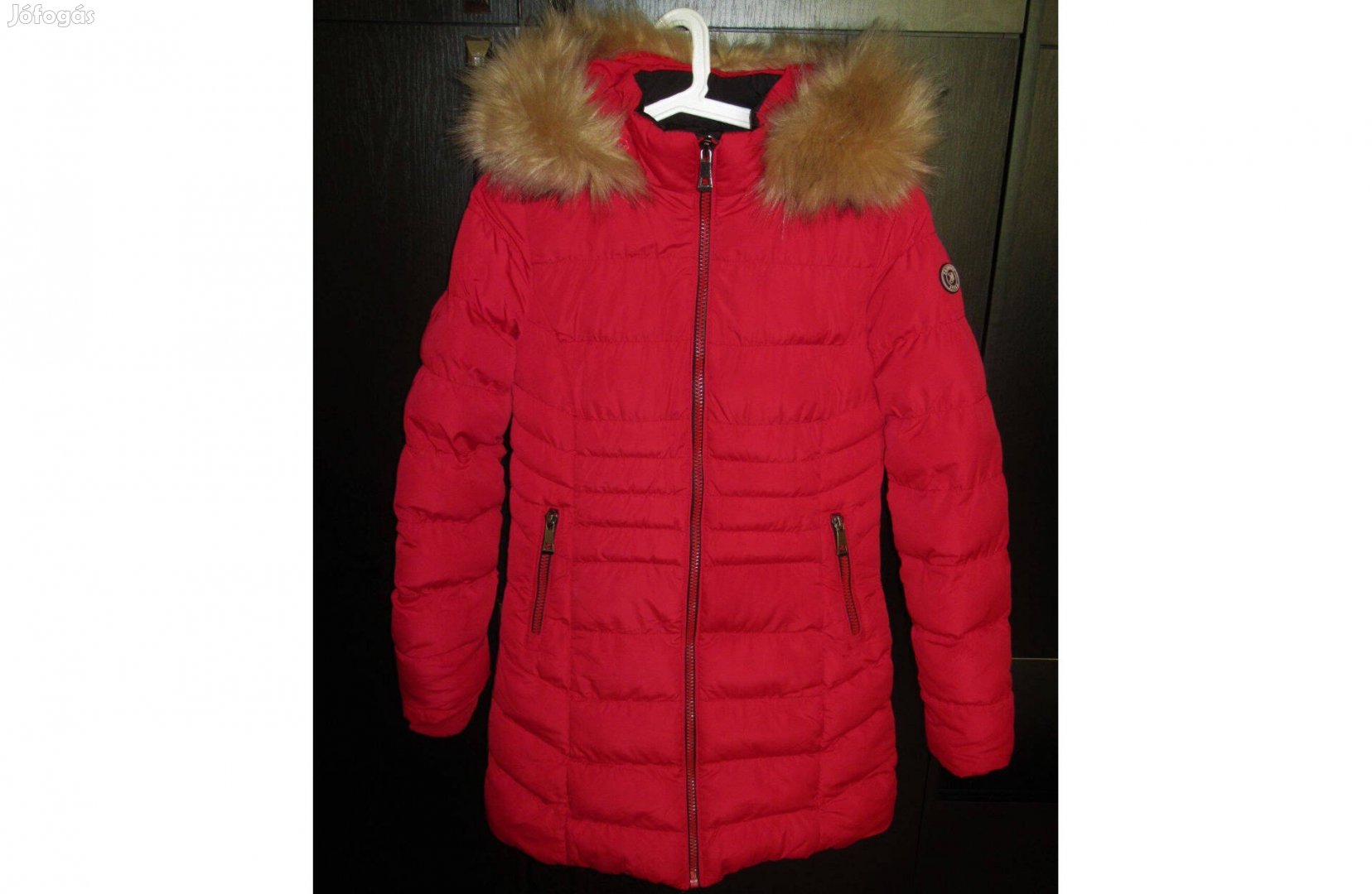 Nature kapucnis piros téli kabát S-es