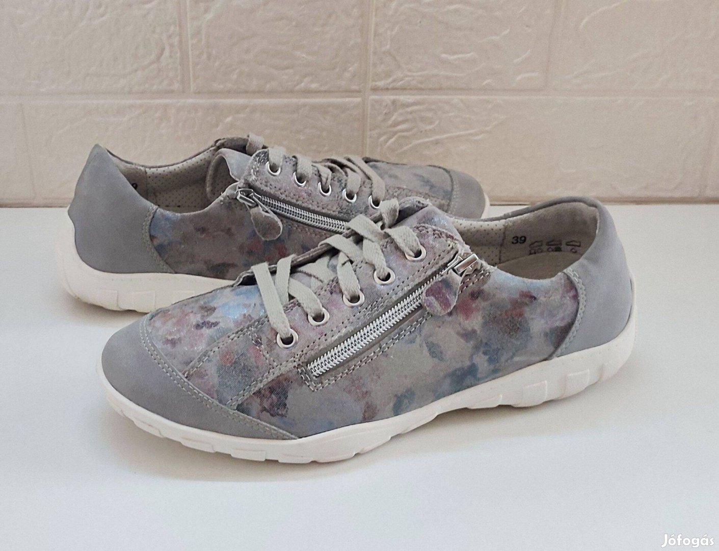 Naturlaufer virágmintás, bőr, női cipő 39-es - Széles!