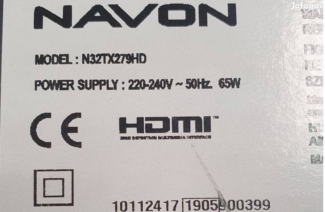Navon 32" N32TX279HD LED LCD tv panelek 17MB140 17IPS62