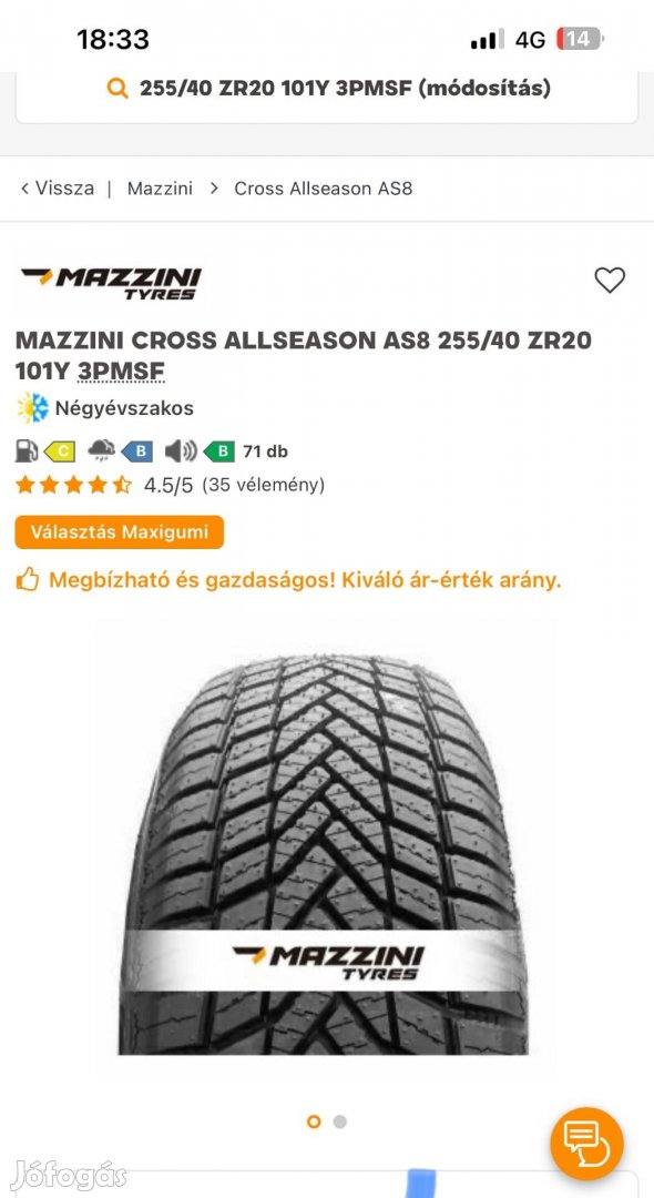 Négy évszakos gumi 255/40 ZR20