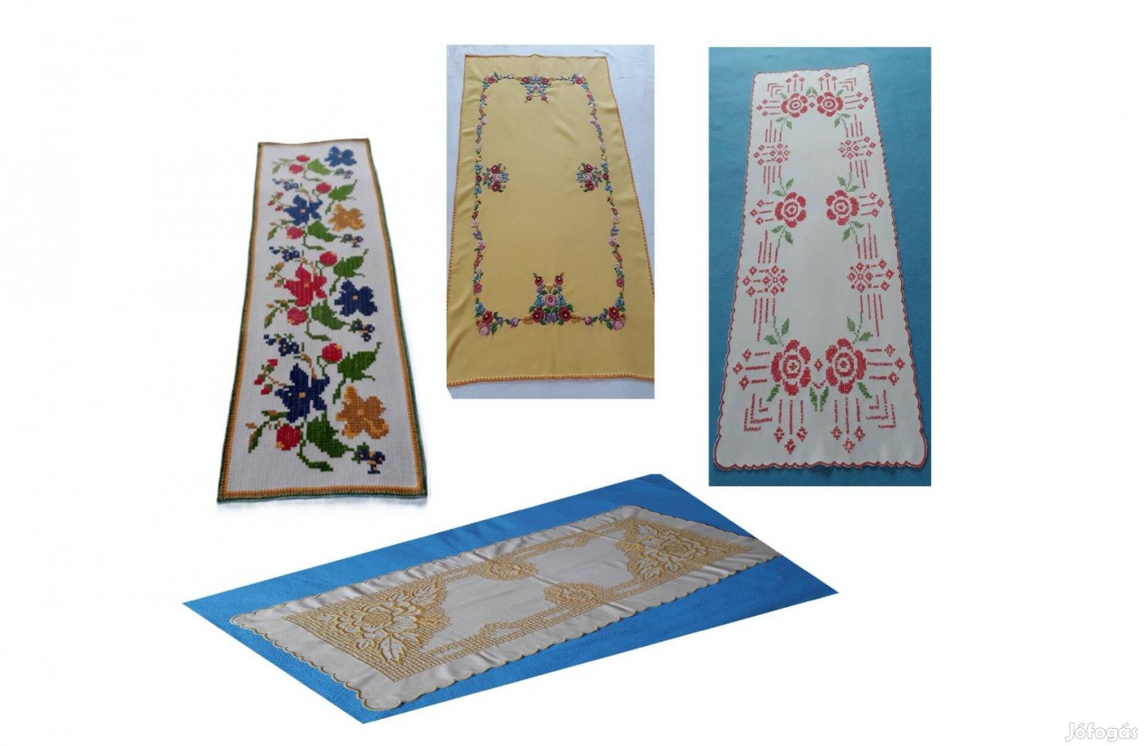 Négy kézzel hímzett asztali futó