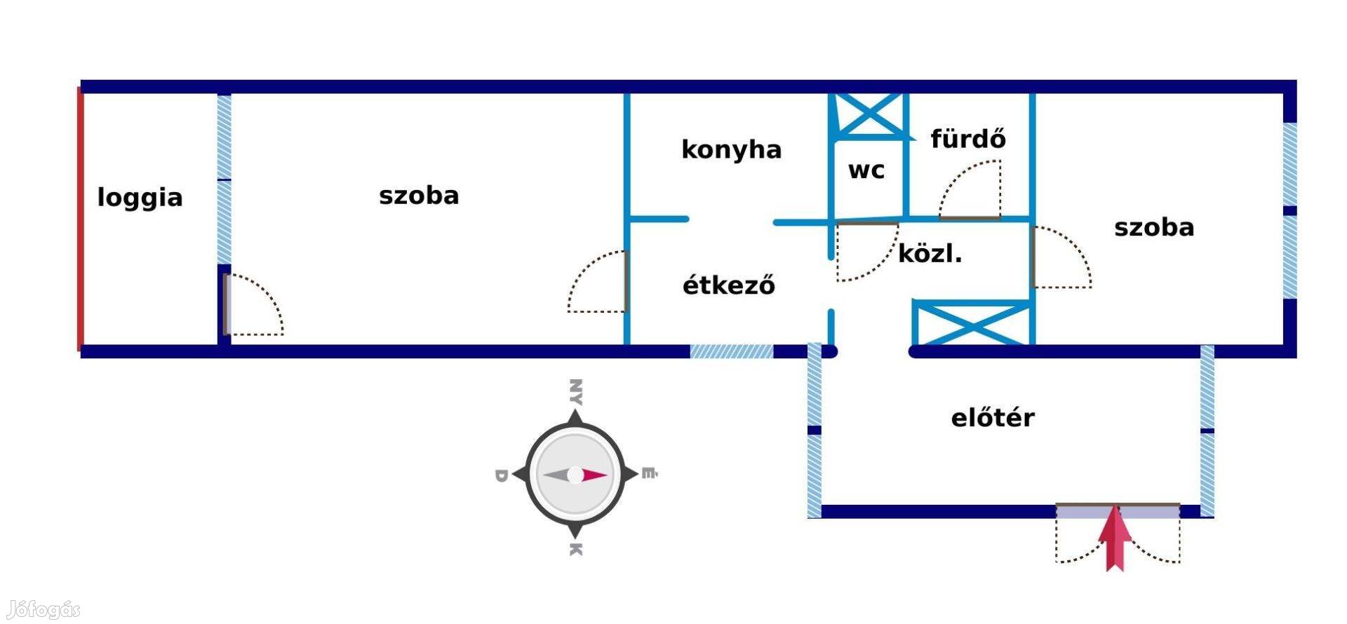 Negyedik emeleti 2 szobás lakás eladó!