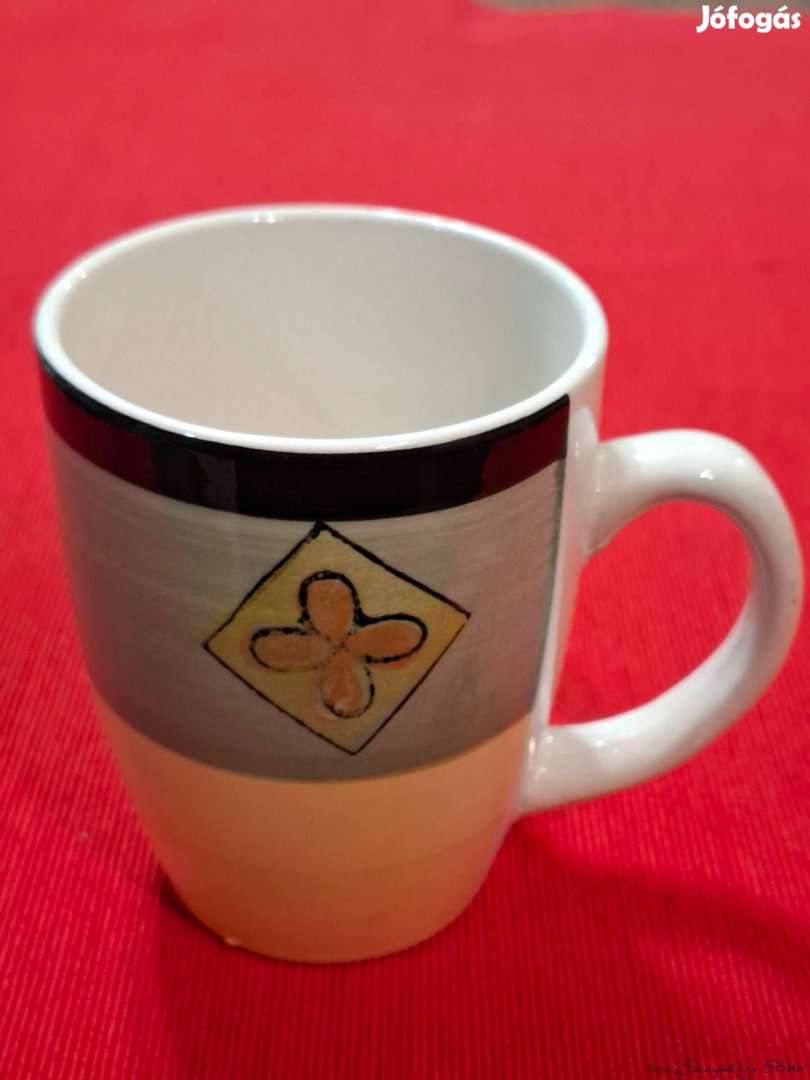 Négyzetben Lóhere festett 3 deci liter kerámia bögre pohár,