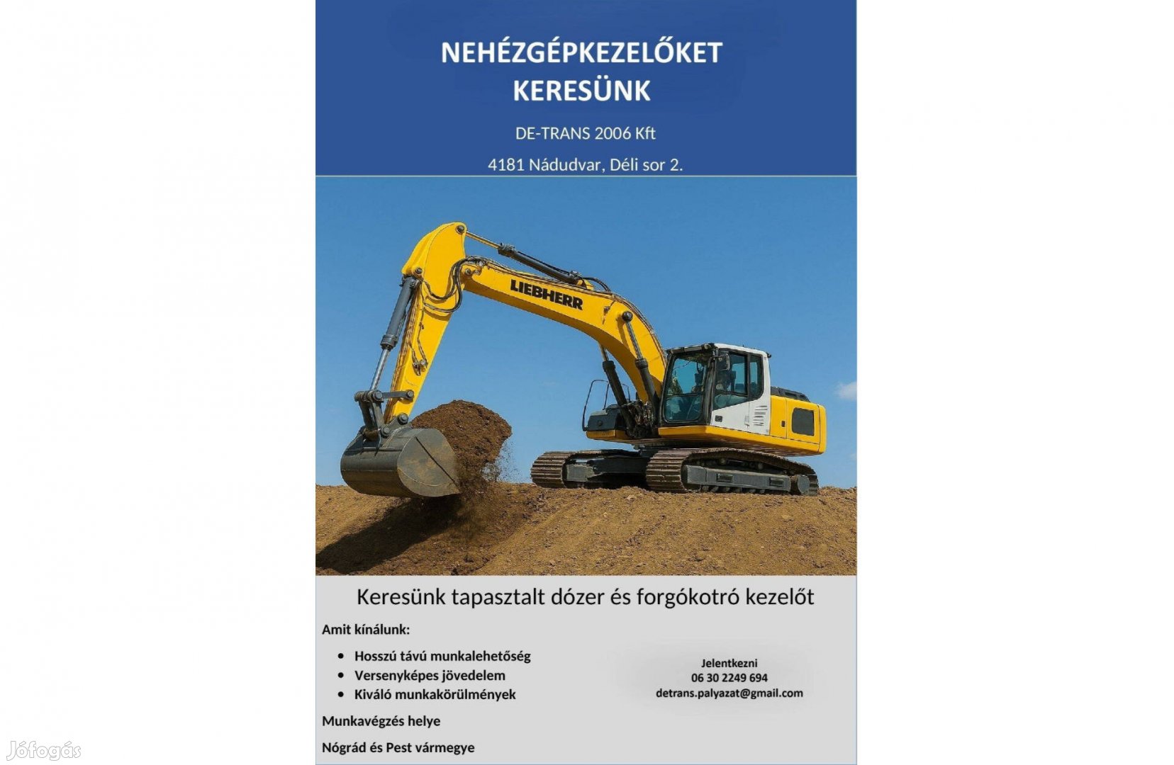 Nehézgépkezelőket keresünk!