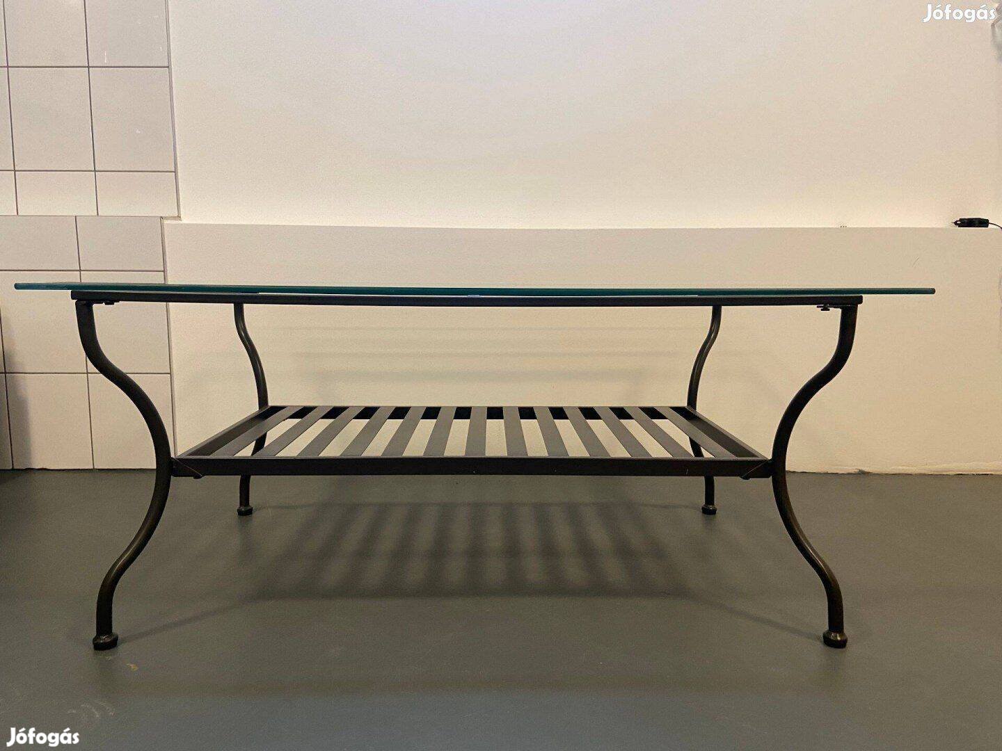 Nem Ikea Üveg/Fém dohányzóasztal antracit színű