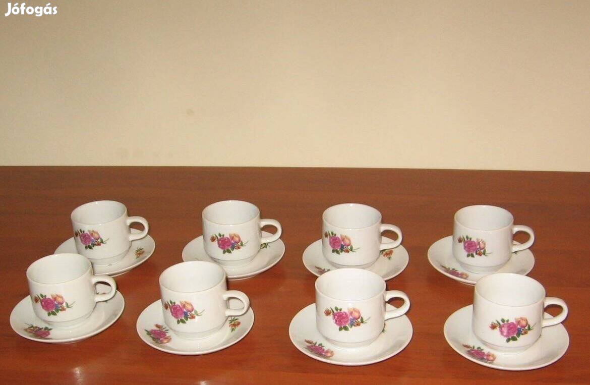 Német 8 terítékes mokkás/kávés porcelán készlet