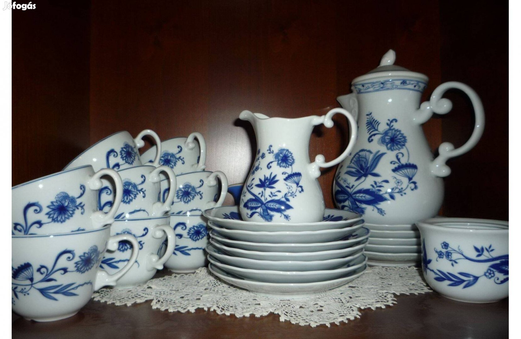 Német Hagymamintás porcelán 19 darabos teáskészlet