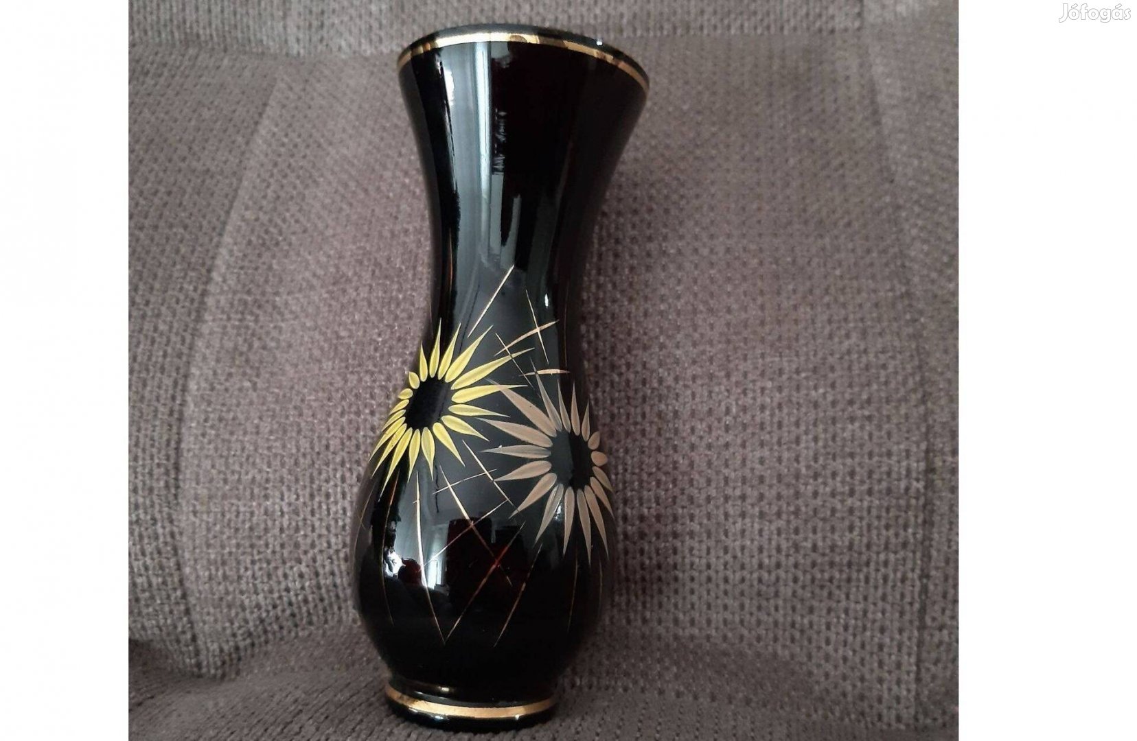Német VEB Kunst Glas Zella Mehlis fekete üveg váza eladó