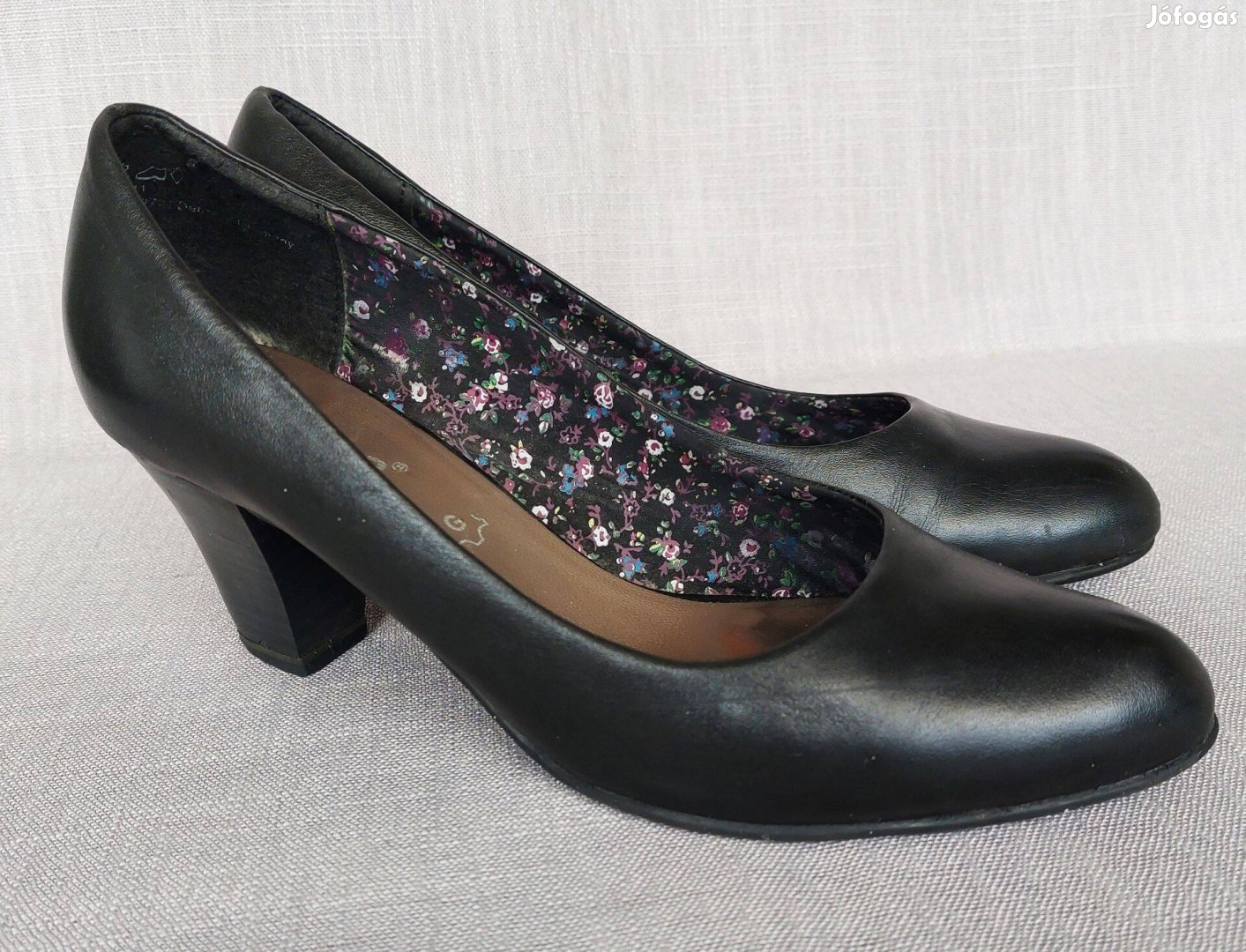 Német, fekete, bőr, női elegáns cipő 38-as