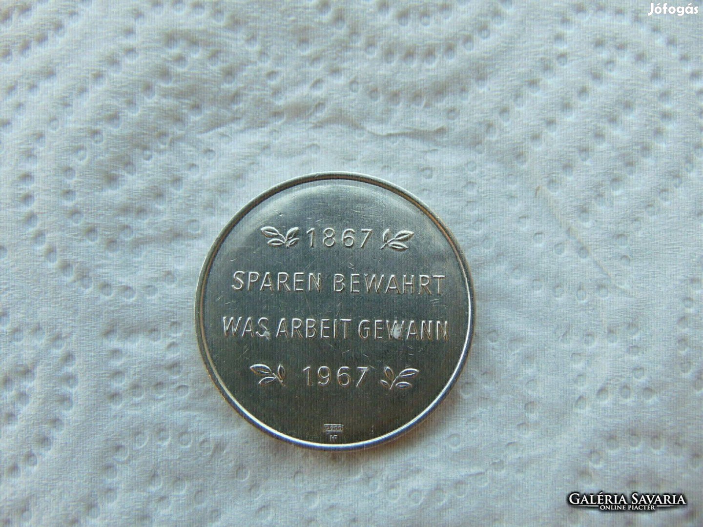Német ezüst emlékérem 1967 15. 03 gramm 900 -as ezüst