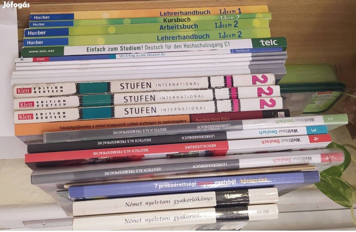 Német nyelv-és nyelvtankönyvek darabja
