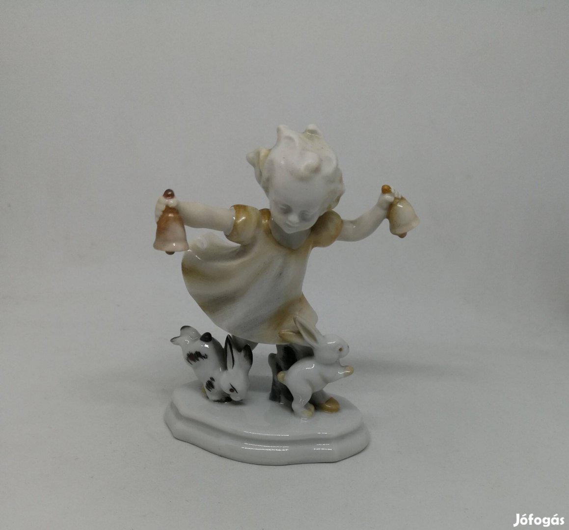 Német porcelán kislány csengőkkel!