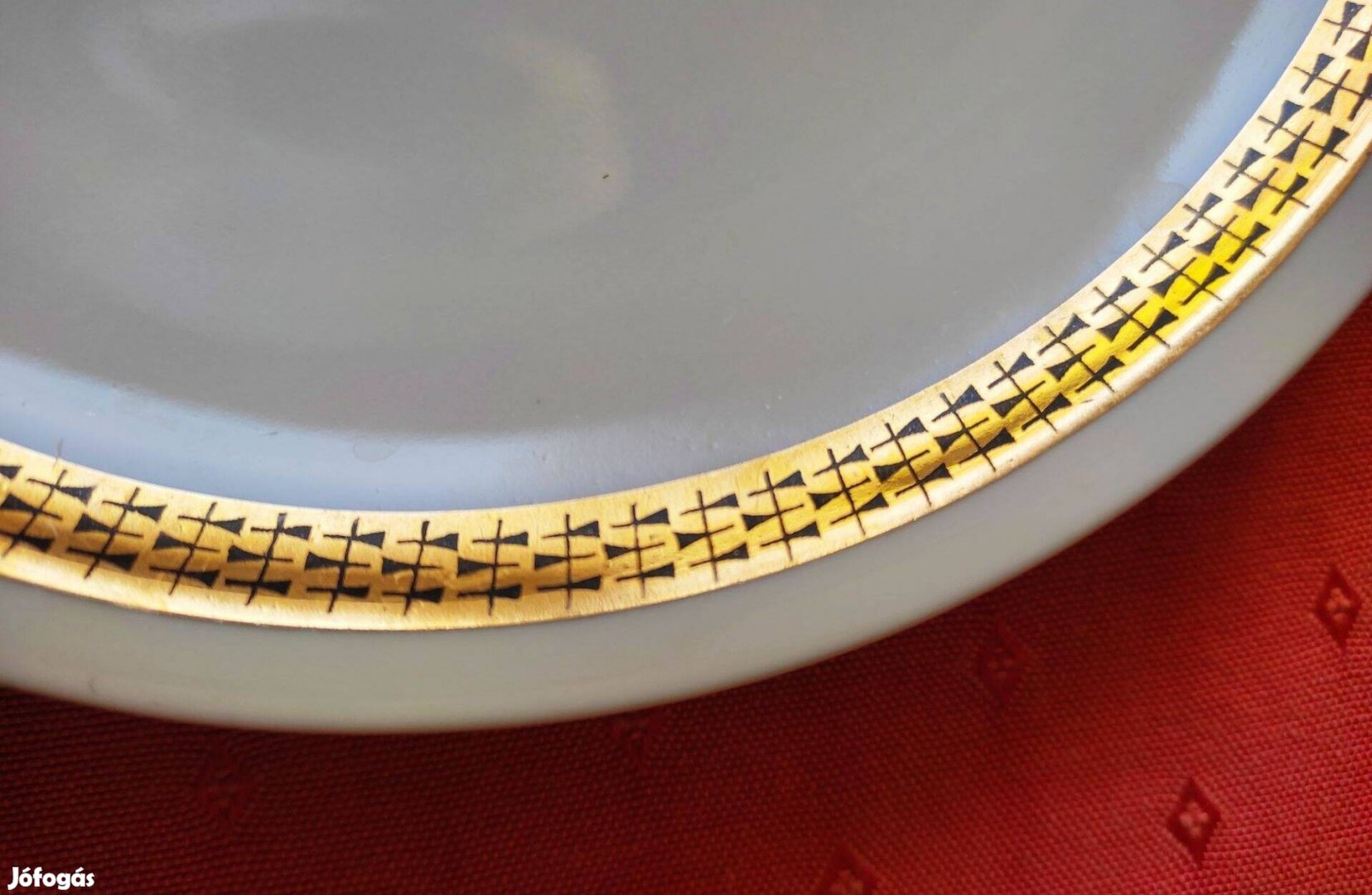 Német porcelán süteményes készlet arany szegéllyel