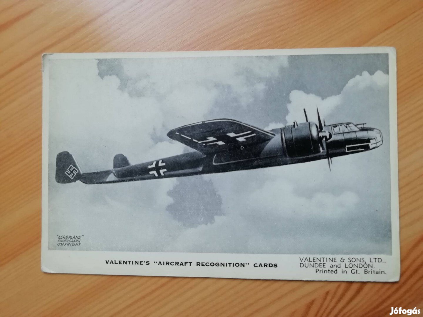 Német repülőgép II. Világháborús Angol ismertető kártyán