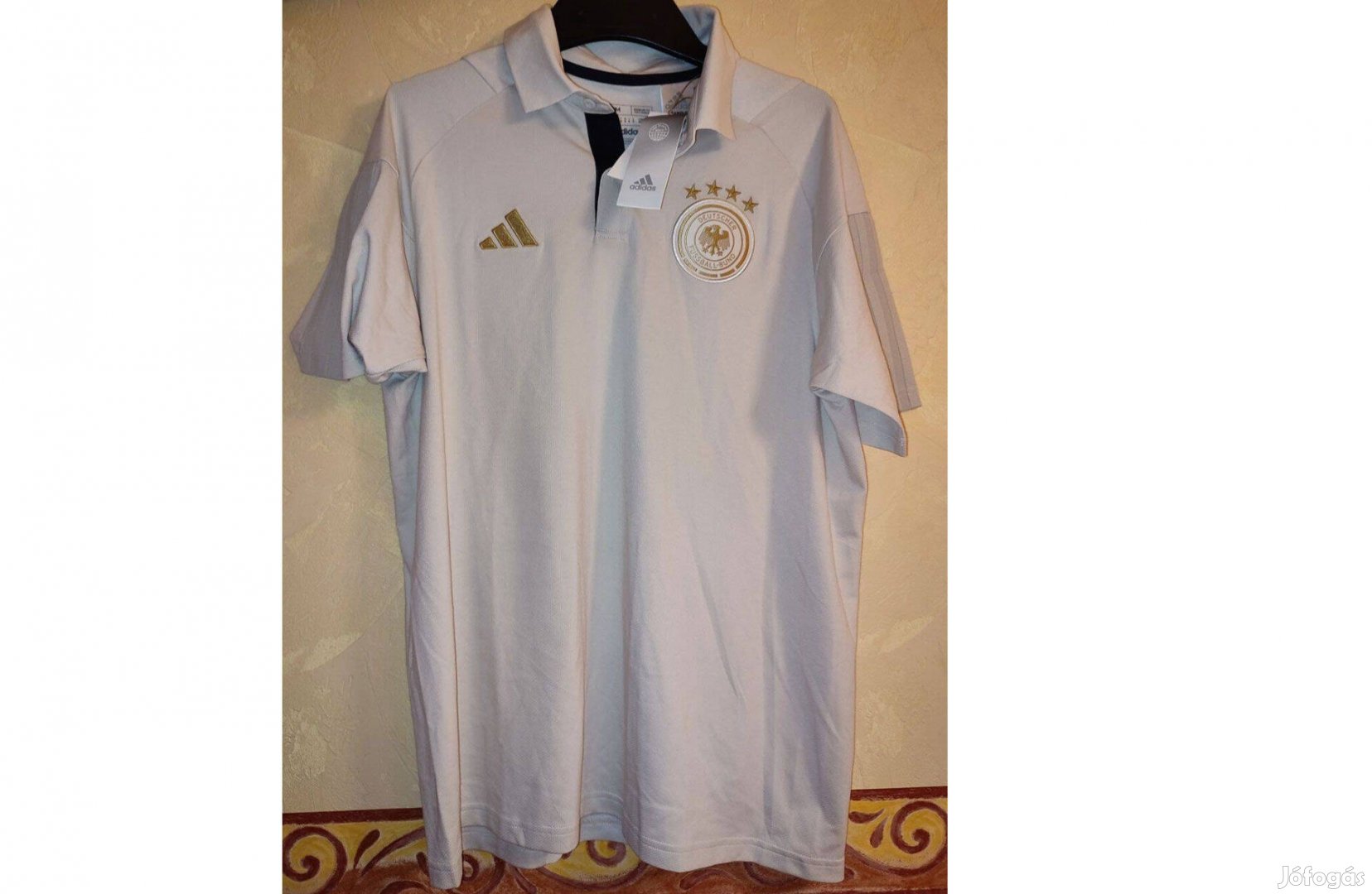 Német válogatott eredeti arany fehér adidas galléros póló M