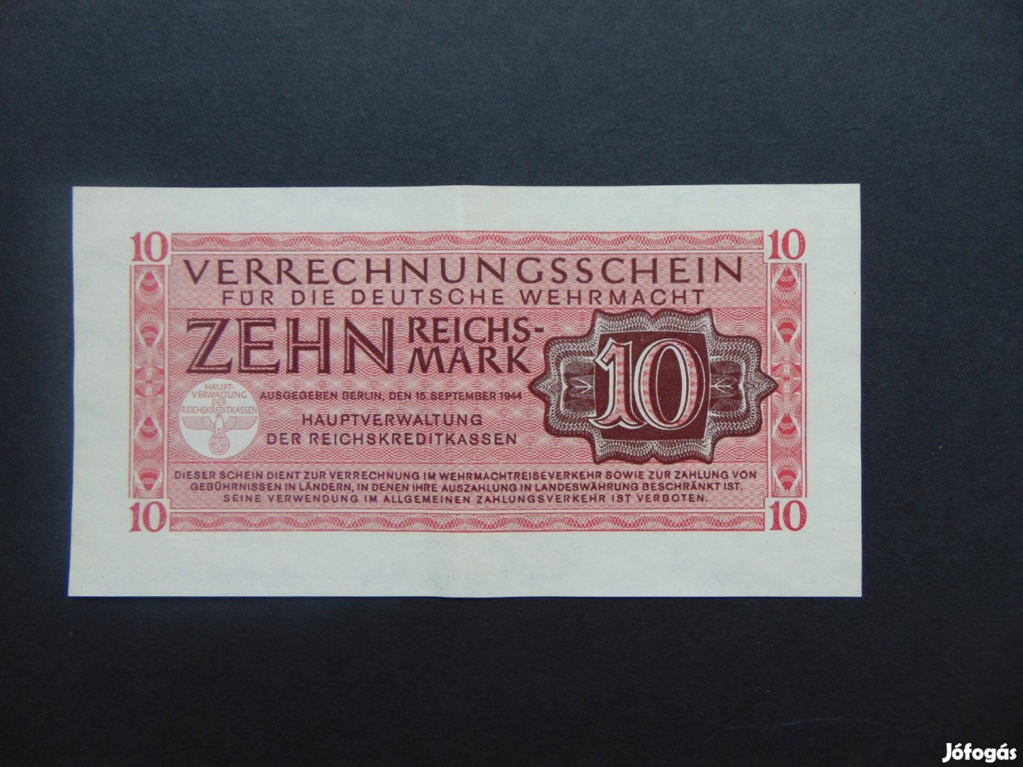 Németország 10 reichsmark 1944 Szép bankjegy 01