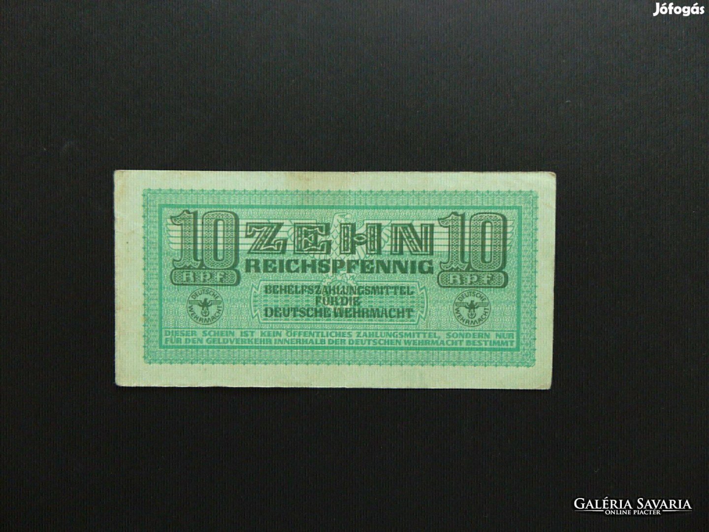 Németország 10 reichspfennig bankjegy 1944 02 Kép szerinti állapotban