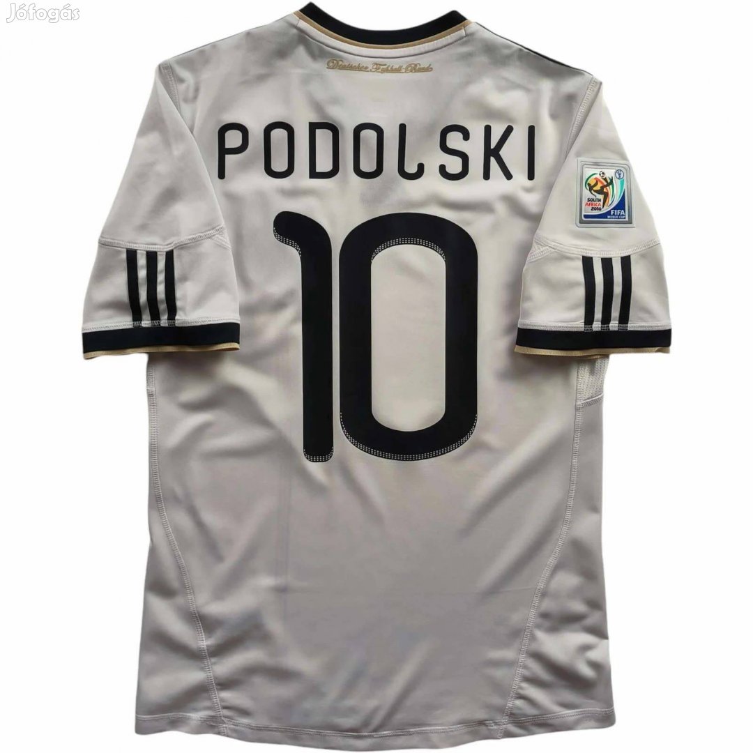 Németország 2010-12 Adidas hazai Lukas Podolski foci mez S-es