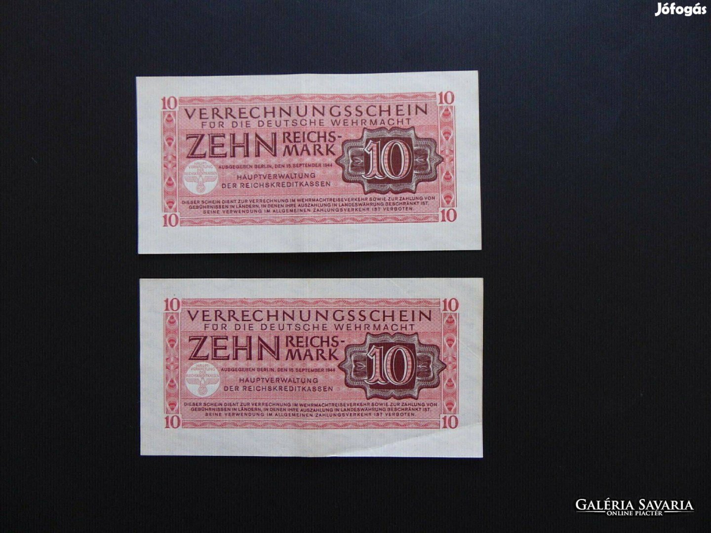 Németország 2 darab 10 reichsmark 1944 LOT ! 01 Ritkább bankjegyek