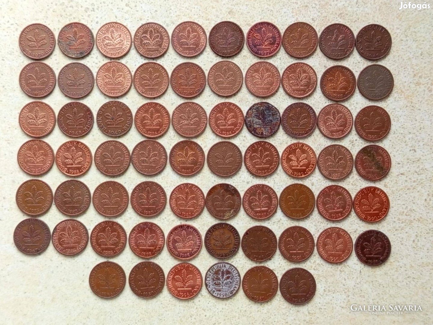 Németország NSZK 66 db Különböző Érme 1 Pfennig 1948-1996