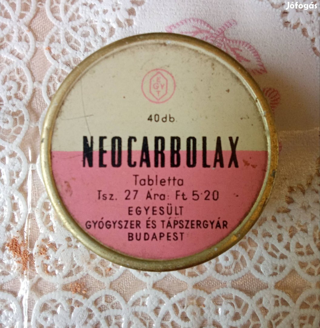 Neocarbolax vintage gyógyszeres doboz 