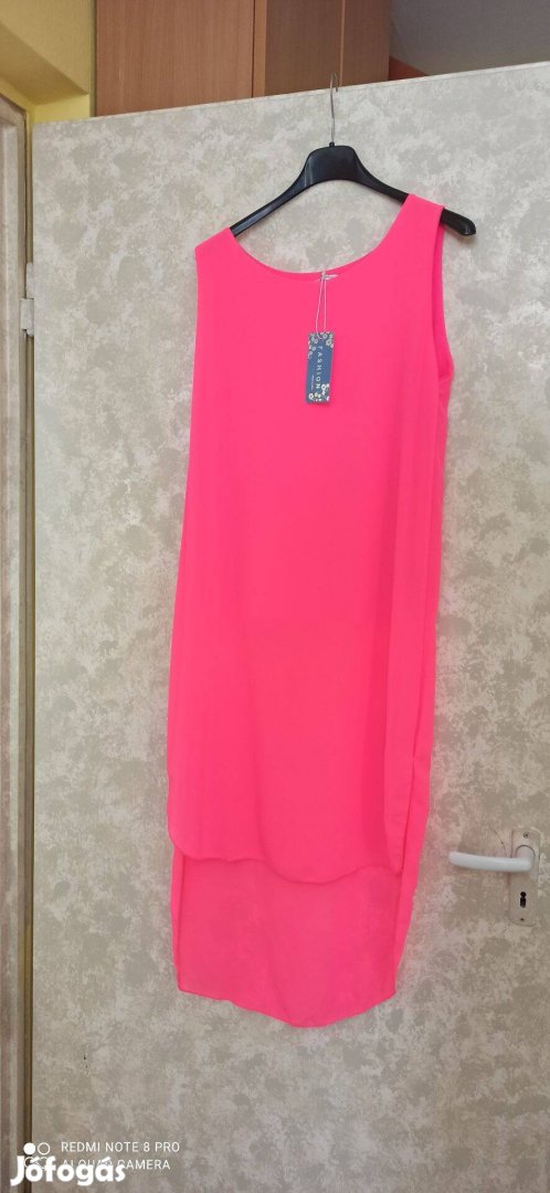 Neon pink muszlin nyári ruha, tunika S-M