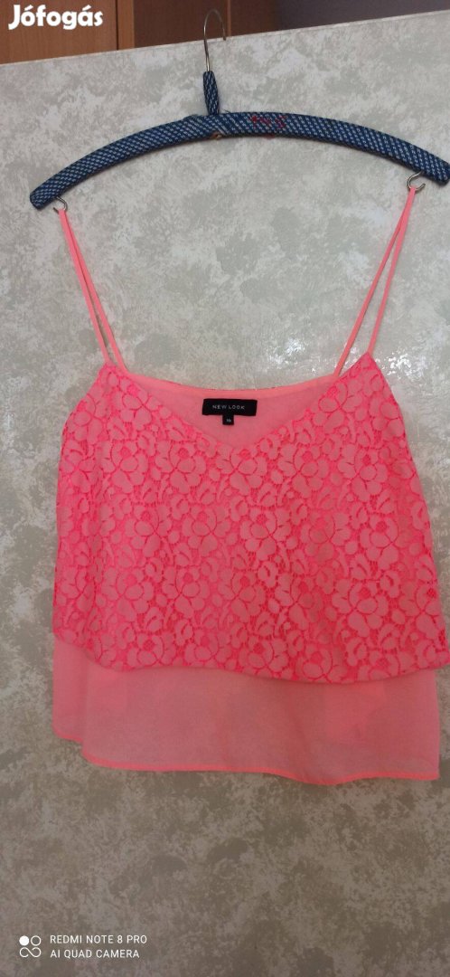 Neonbarack csipkés, muszlin crop top 38-as