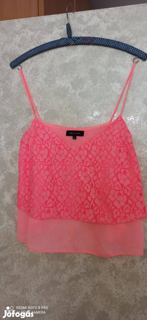 Neonbarack csipkés, muszlin crop top 38-as