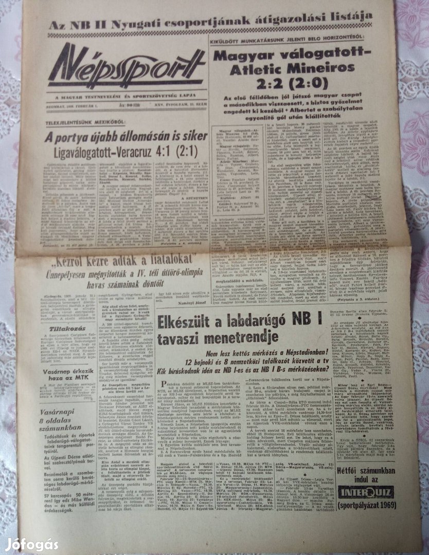 Népsport napilap 1969.február 1.
