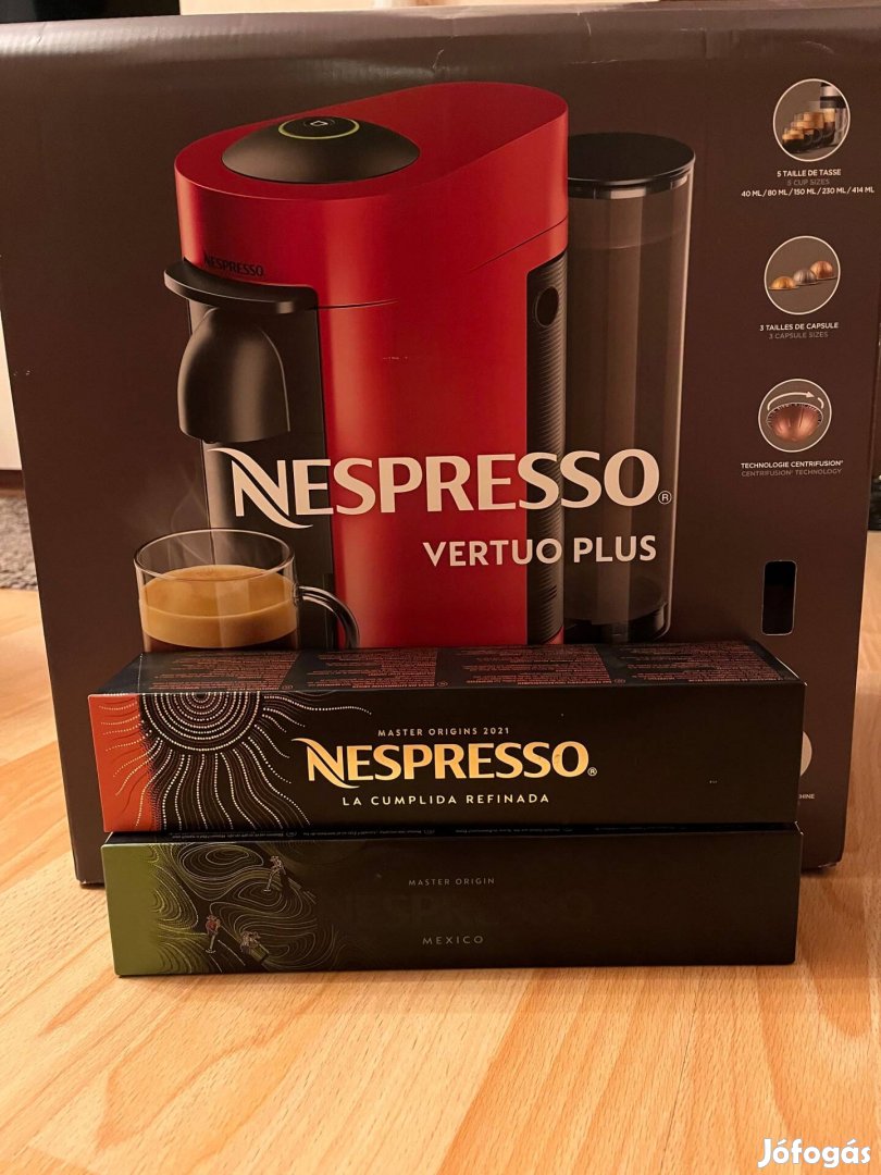 Nespresso vertuo plus kávéfőző 2 doboz bontatlan kapszulával