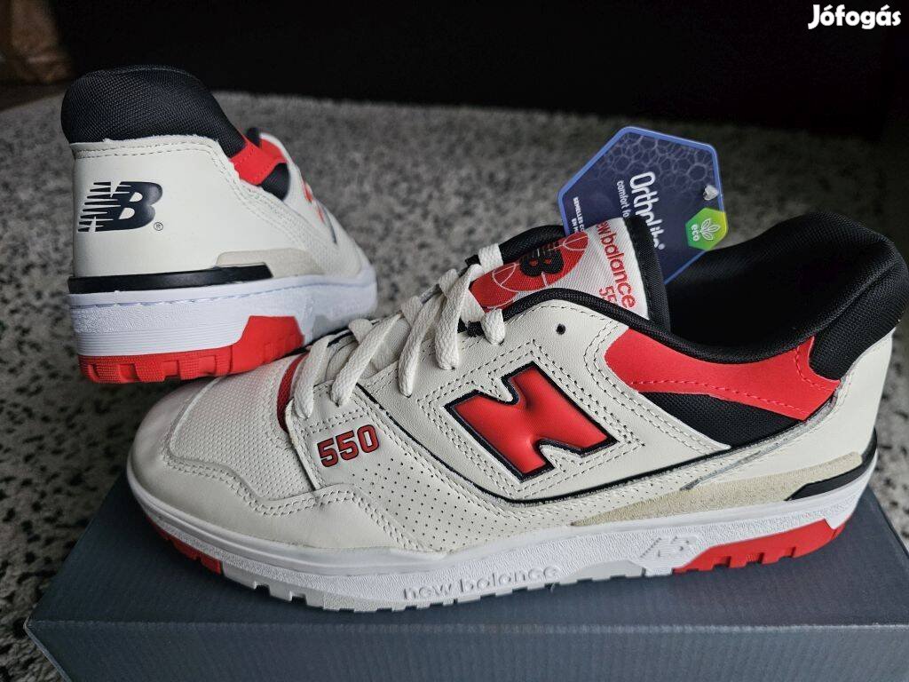 New Balance 550 fehér piros férfi 44-es bőr utcai cipő. Új