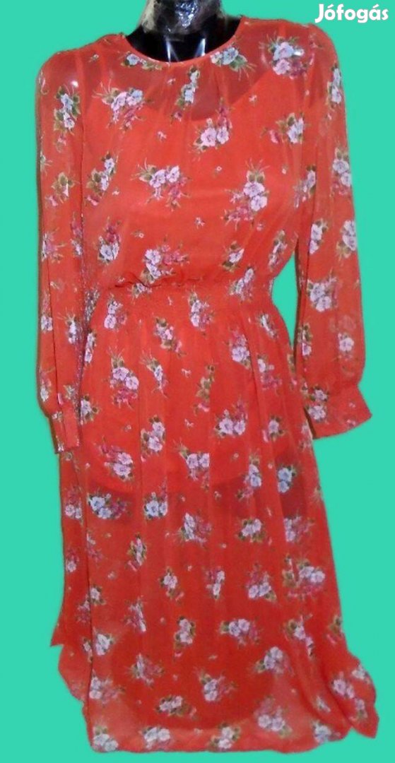 New Look két rétegű naranncssárga virágos ruha címkés! 40