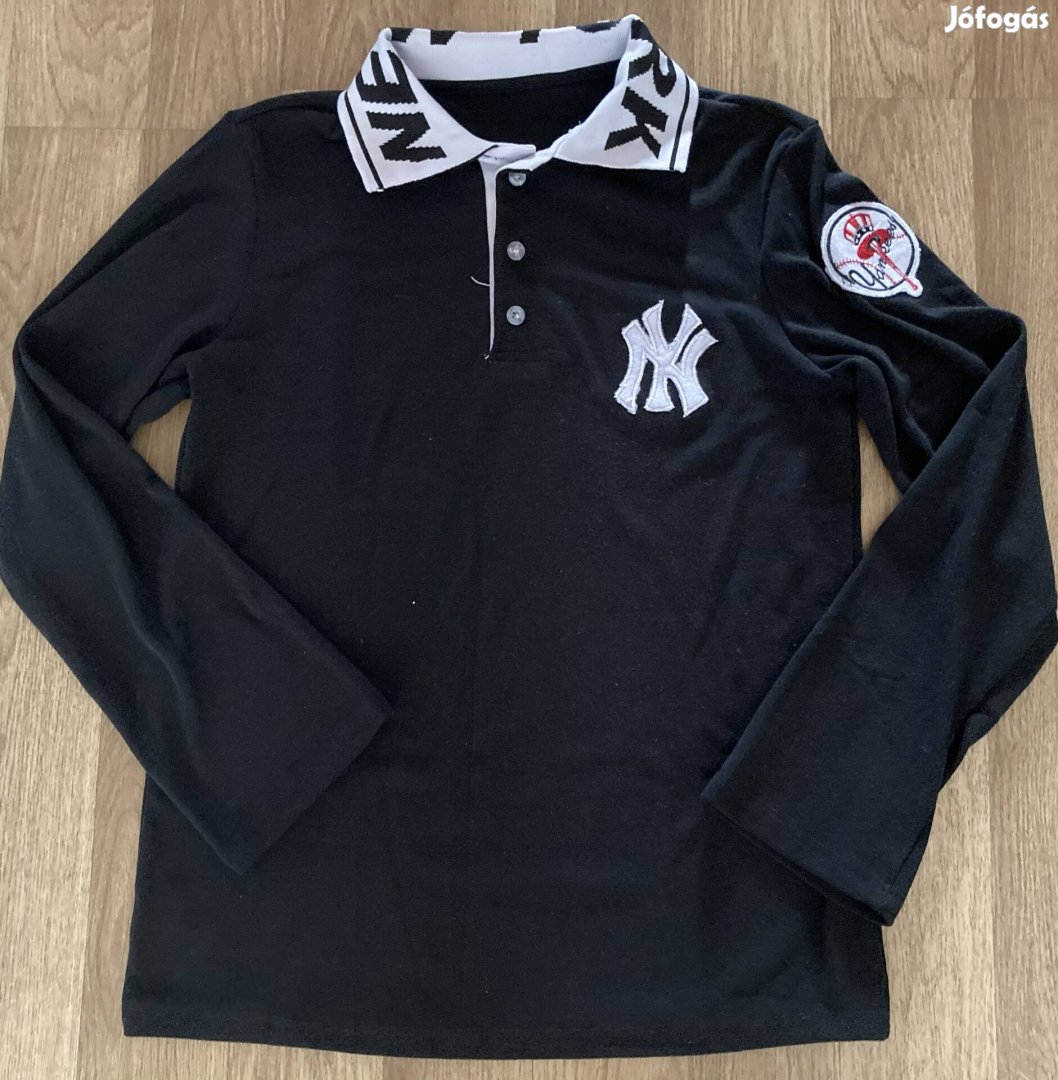 New York Yankees M/L újszerű pamut eredeti hímzett galléros pulóver 
