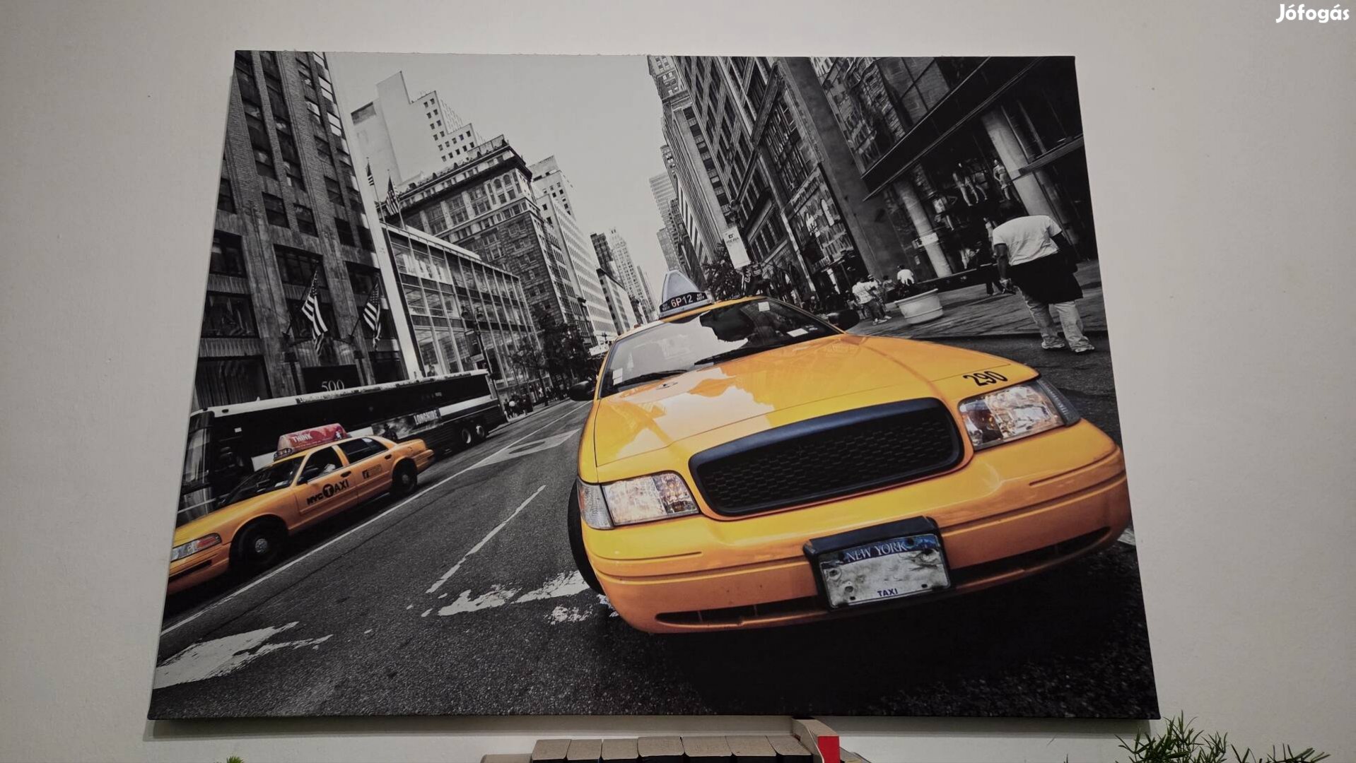 New York taxi vászonkép 10075cm - sárga szürkeárnyalatos