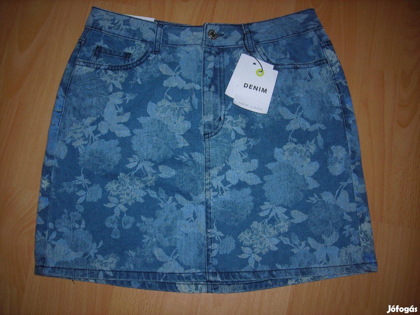 New look Denim virágos női farmer szoknya 38 40 Új, címkés