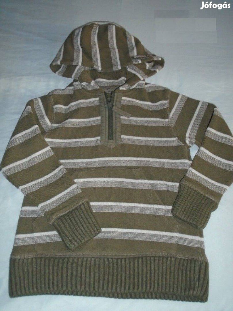 Next csíkos kapucnis pulóver 5-6 évesre (méret 116)