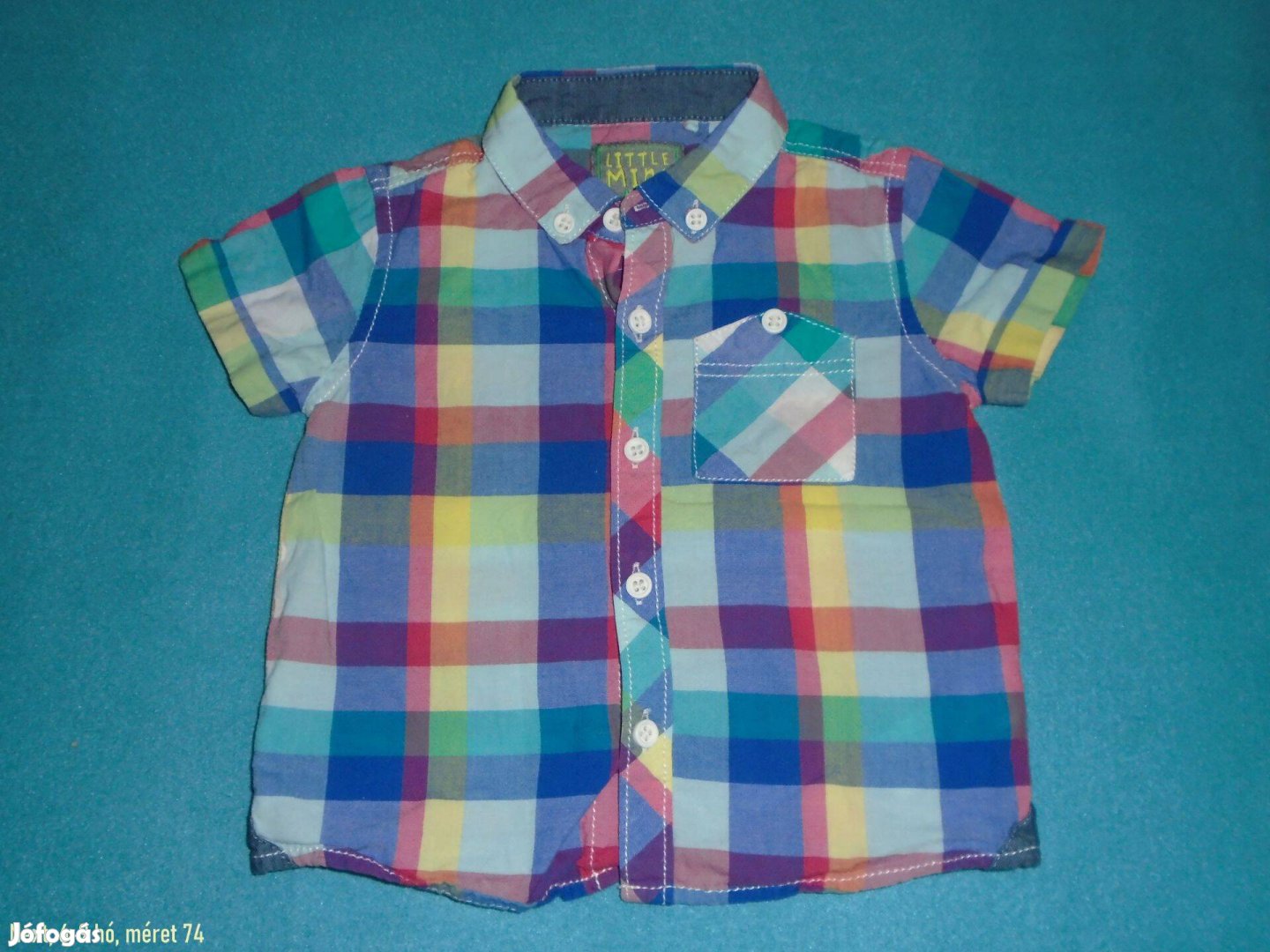 Next kockás rövid ujjú ing 6-9 hó méret 74