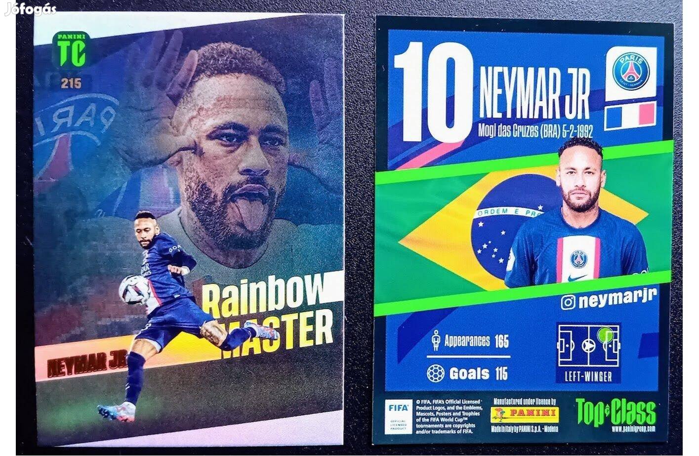 Neymar Jr. PSG Rainbow Master focis kártya Panini Top Class 2023