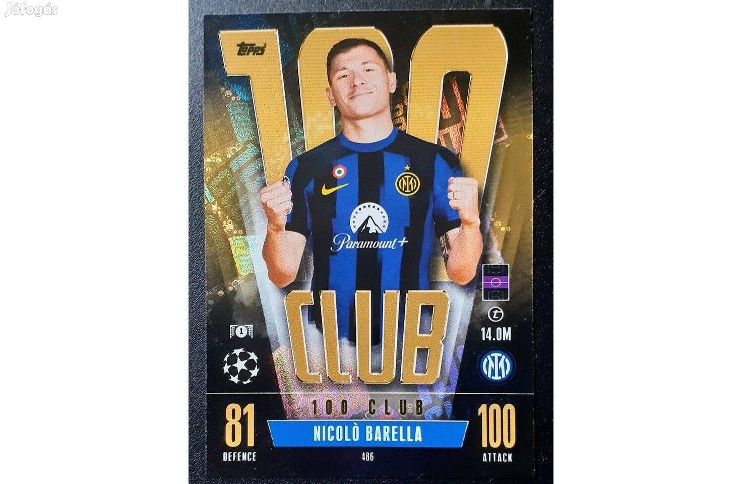 Nicolo Barella Internazionale 100 Club focis kártya Match Attax 2024