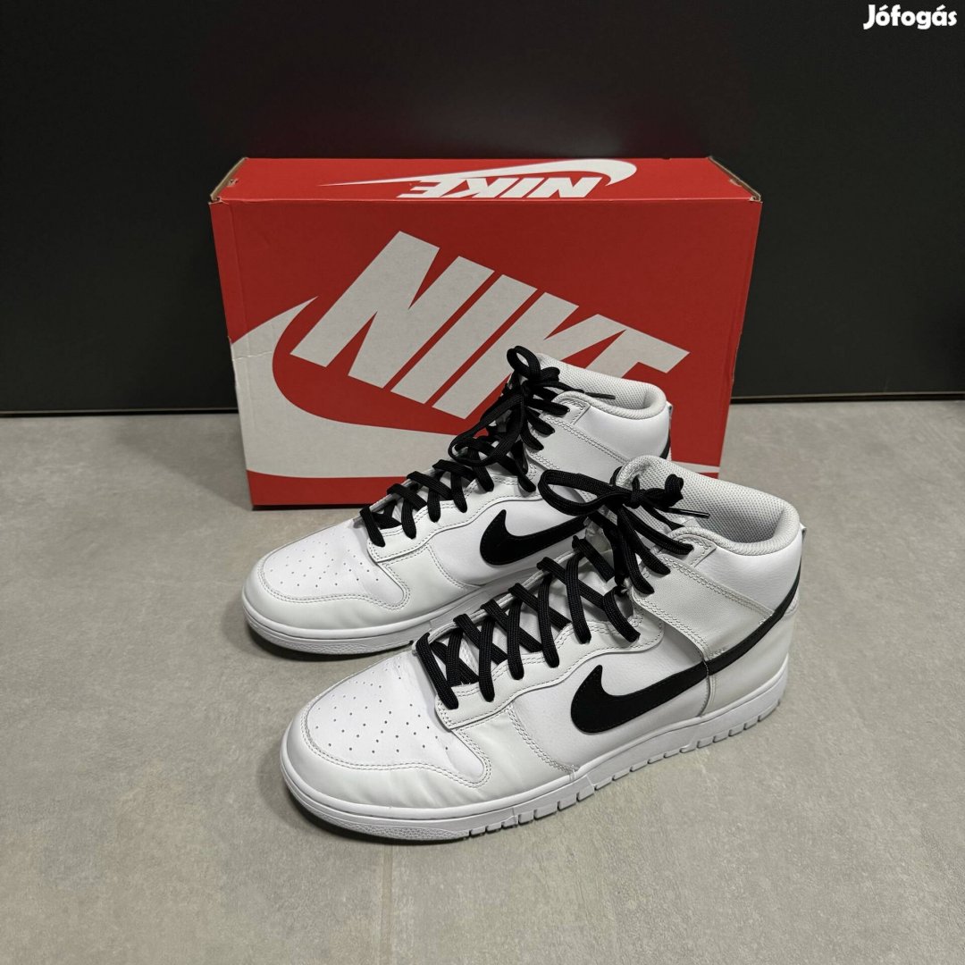 Nike Dunk HI Retro fehér-fekete EU 47.5 férfi cipő