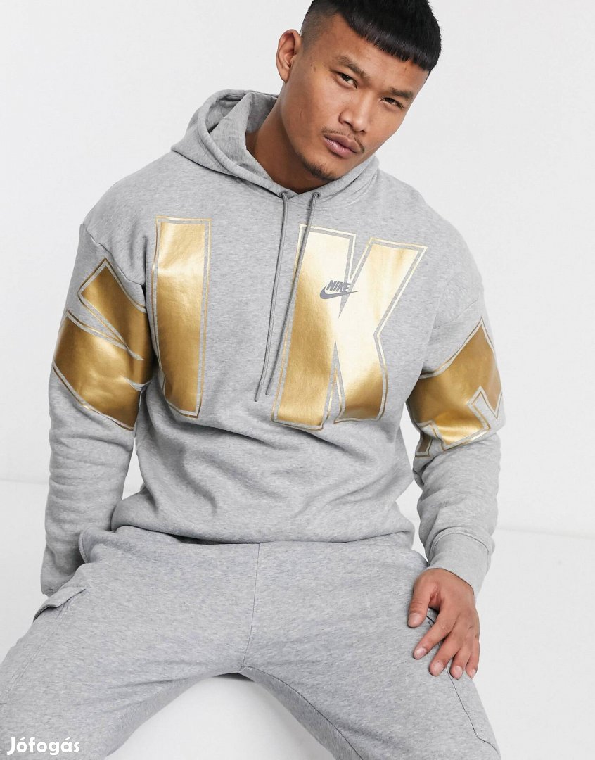 Nike vagány kapucnis pulcsi szürke arany Új! Eredetit